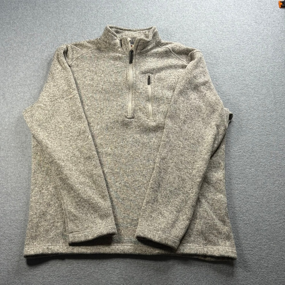 Woolrich Pullover Mens Large Tan Excellent Quarter Zip Fleece Sweater